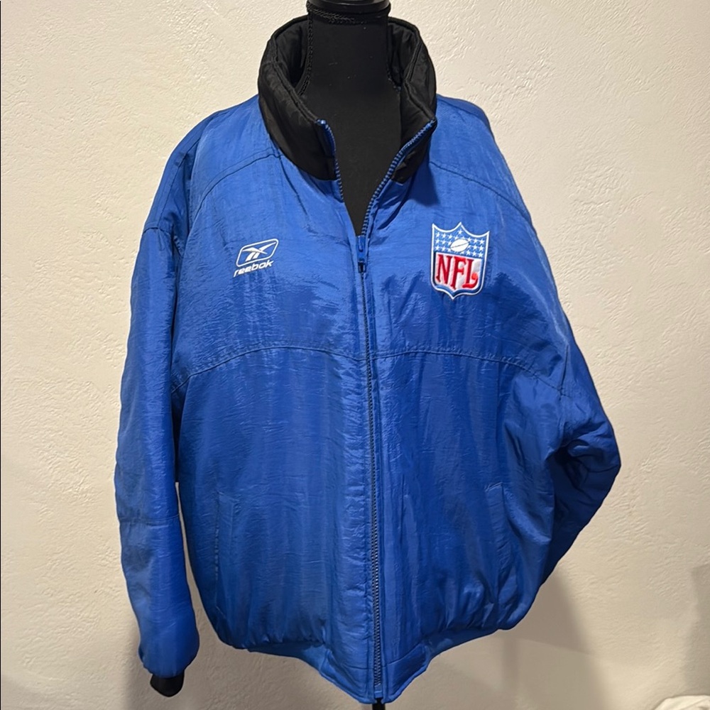 Reebok Blue Puffer Jacket with High Collar